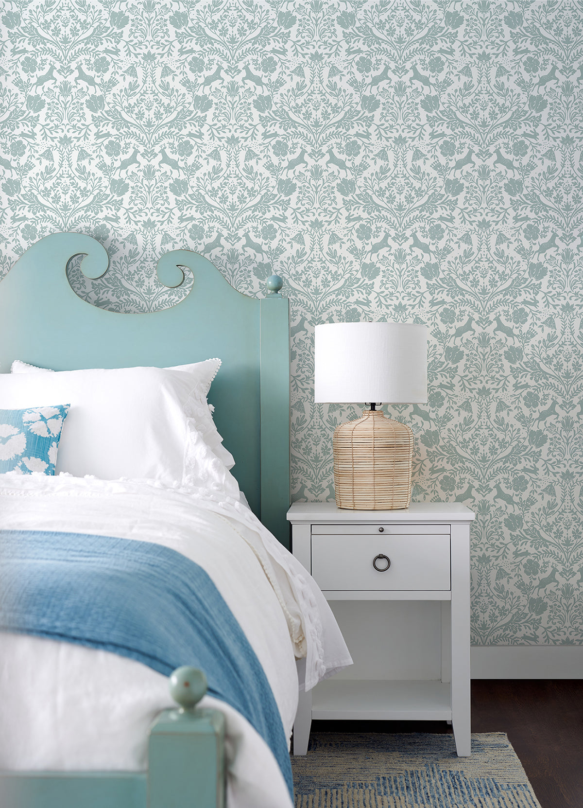 Forest Dance Aqua Damask